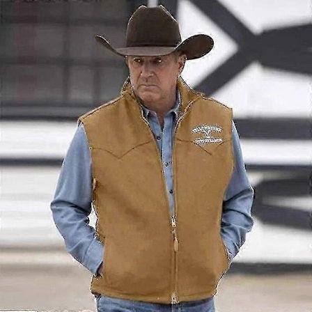 Herre Vest Yellowstone Jakke Revers Brun Trykk Glidelås Vest Slim Fit For Uformell Daglig Utendørs Herre Vest Frakk Klær