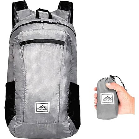 Kevyt taitettava reppu, pieni retkeilyreppu, kestävä ja kevyt pakattava reppu miehille ja naisille, ulkoiluun, matkustamiseen ja kävelyyn