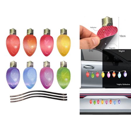 Juledekoration Bilklistermærke Reflekterende Pære Magnet Bil Pære Stickers Ferie Magnet Pære Sticker til Køleskab Garage