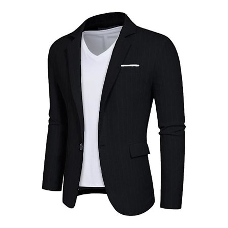 Herre Blazer Slim Fit Jakke, Enkeltspent Blazer med Én Knapp