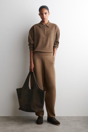 COS Sculpted Tote Bag - Suede in Brown - Women