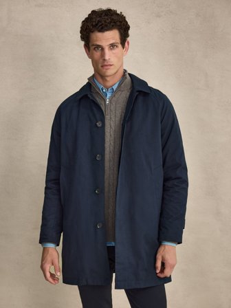 Navy Blue Car Coat Regular Fit