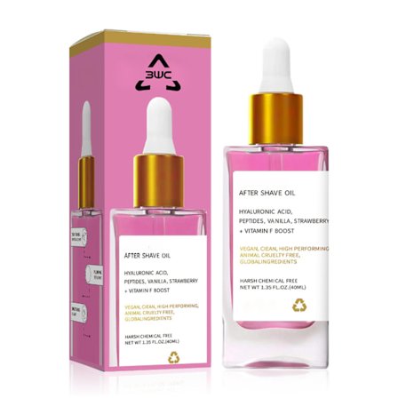 Jordbær- og vaniljeolje gjør huden glatt. Denne lette aftershave-oljen fukter huden i dybden og forhindrer inngrodde hår og tørrhet.