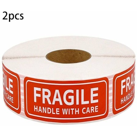 300 st röda ömtåliga varningsetiketter klistermärke handtag FÖRSIKTIGT ATTANCER STORLEK 2,5 7,5 cm