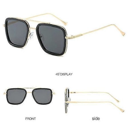 Retro Firkantet Metallramme Briller Herre [Svart Linse]