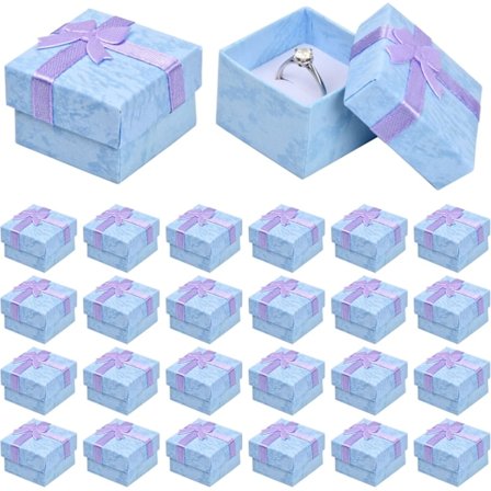 24 stk, 4x4x3cm Liten smykkeskrin, Ringboks, Kartong Smykke Gaveeske, Firkantede Gaveesker, Smykkeskrin Etui for Anheng, Øredobber, Halskjede Rin