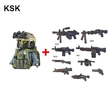 Militära byggklossar Soldatfigurer Gåvor Leksaker Vapen Gevär Special Force SWAT Arm Väst Hjälm Explosionssäkra kläder MOC Fingerfärdighetsspel