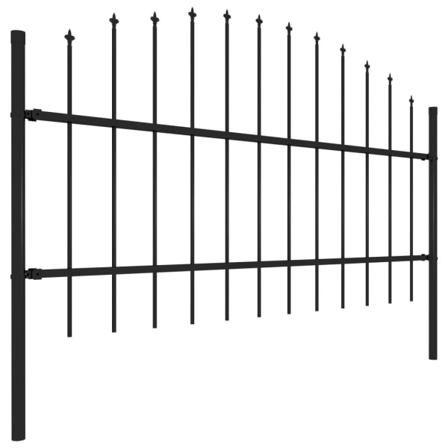 Vidaxl Trädgårdsstaket Med Spjuttopp Stål (0,75-1)x1,7 M Svart Svart
