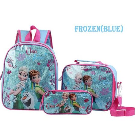 Blue- Frozen Backpack School Bag 3 Pack Birthday Gift