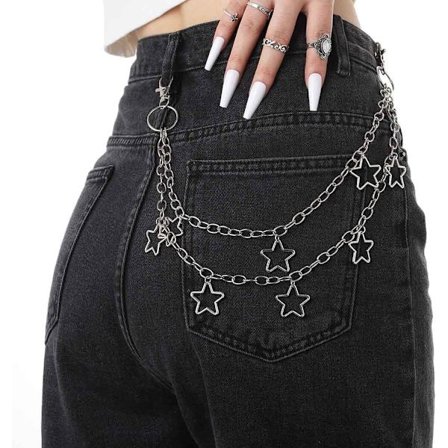 Hip Hop Bukser Kæde Goth Jean Kæder Stjerne Punk Lommekæde til Kvinder Lagdelt Akryl Nøgleringe Sød Bukser Kæde Rock