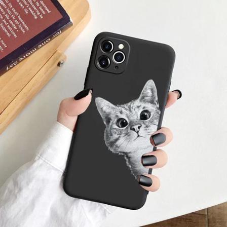 Iphone 12 Pro Max Skal Med Rolig Katt Kattälskare Svart One Size