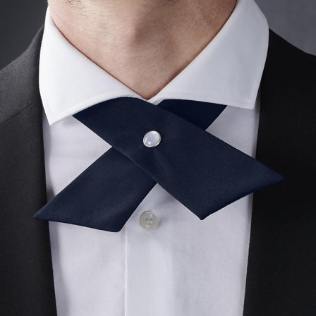 Navy Crossover Tie for Men - Skinny ties