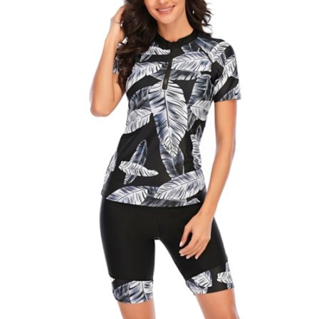 Sort, L Dame Todelt Badedragt Kortærmet UV-beskyttelse Bea