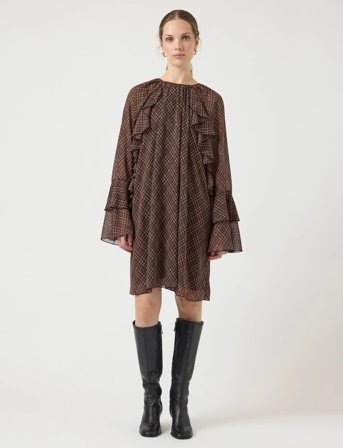 YAS Yaschecksy Ls Dress S. - Brown - 34