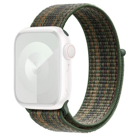KALEBOL Apple Watch Series 41mm - 40mm - 38mm Universal Nylon Loop Watch Band - Mørkegrønn + Oransje
