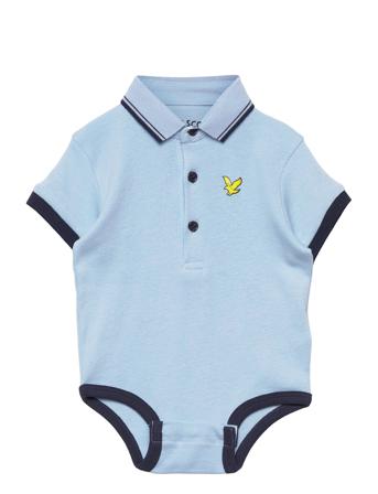 Tipped Polo Romper Hanging Bodies Short-sleeved Blå Lyle & Scott Junior
