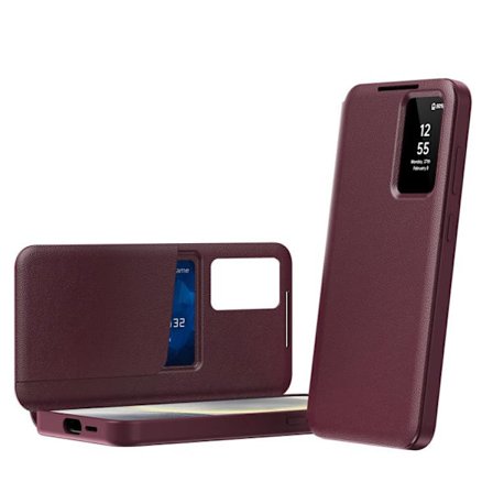 Kompatibel med Samsung Galaxy S24 FE 5G Cover med Smart View-vindue og Kortlomme
