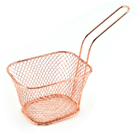 Kvadratisk smidesjärnsstek korg kök restaurang snacks grillkorg (roséguld)