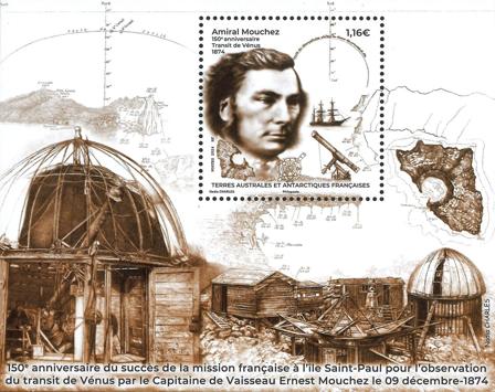 Fransk Antarktis - 150 året for observation af venuspasasgen - Postfrisk miniark