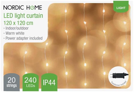 Nordic Home LED-lysgardin 230V Varmhvit