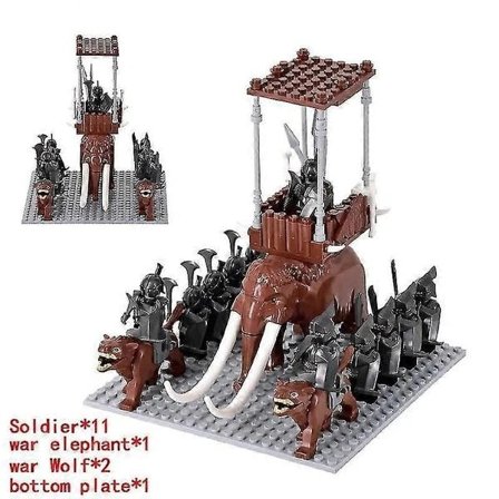 MOC Medeltida LotR Figurer Orc Soldater Raider Vargr Varg Elefant Fäste Riddare Byggklossar Tegelstenar Leksaker För ,SD