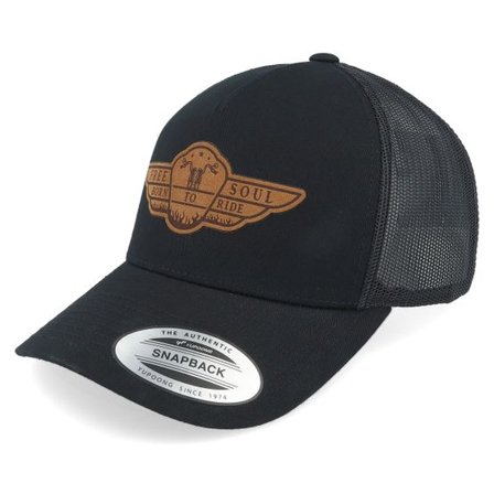 Born To Ride - Svart trucker Keps - Free Soul Biker Patch Black Trucker @ Hatstore