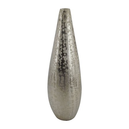 Hopeanvärinen alumiinimaljakko, 15x15x46cm, moderni muotoilu