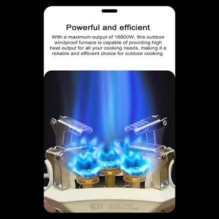 16800W Høyeffekts utendørs camping metallovner Bærbar piknikgrill Sammenleggbare ovner med oppbevaringspose Vannkokingstilbehør