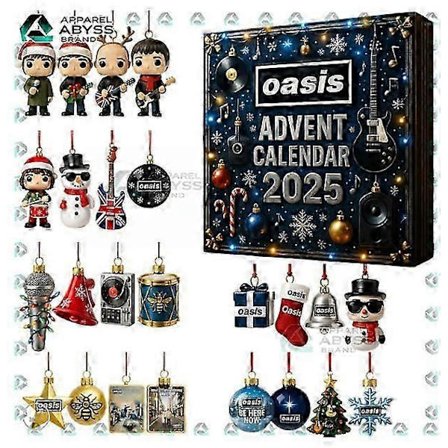 Oasis Brittisk Rock Advent Jul Blind Box Julgransdekoration Akrylhänge (FMY)