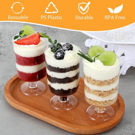 100 stk. Mini Dessert Kopper Engangs Appetizer Kop Goblet, Fod Transparent Pl