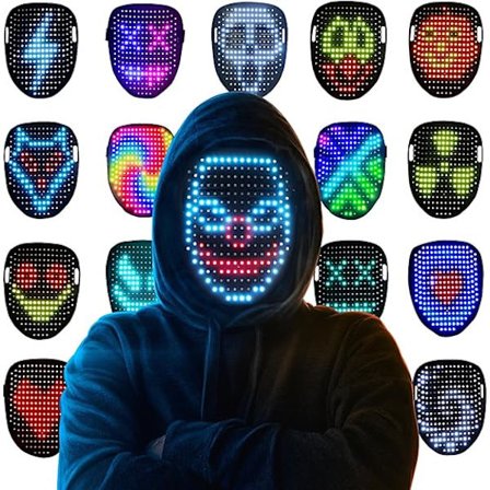 LED-maske med gestkontroll, kul ansiktsmorfende maske, perfekt gave til Halloween, jul, bursdag, rollespill, fest-XF14-