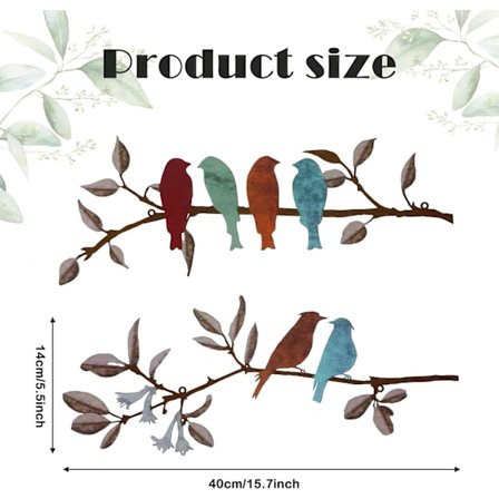 Kærlighedsfugle på en Gren Metal Vægskulptur Trækunst Metal Fugl Have