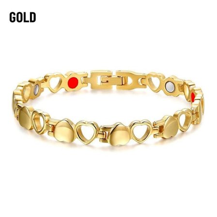 2 ST Magnetarmbånd Titanstål GULD guld