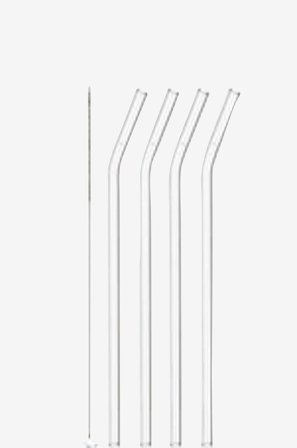 Leonardo - Sugrör Glas 4-pack inkl Borste - Transparent - Bestick - Från Homeroom