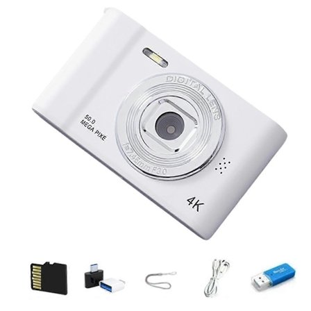 4K Digitalkamera HD Fotografering Reise Selfie Camara 2.4inch Selfie Mini Retro Cam Hvit