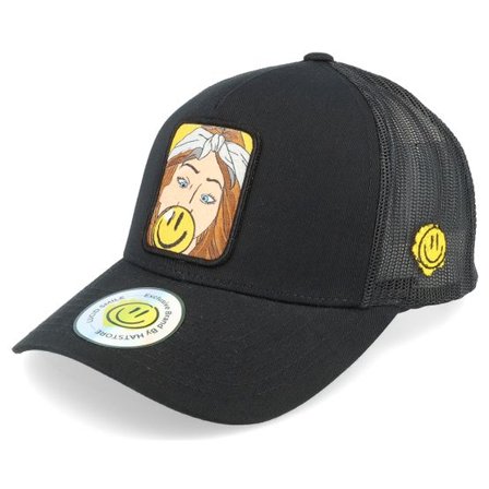 Lucid Smile - Svart trucker Keps - Bubblegum Smile Patch Black A-framed Trucker @ Hatstore