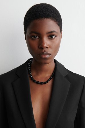 COS Women's Onyx Beaded Necklace in Black