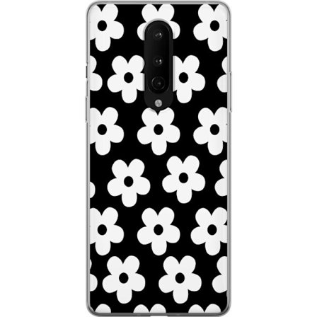 Yhteensopiva Puhelinkuori OnePlus OnePlus 8 Mustavalkoinen kukkakuvio minimalistisessa skandinaavisessa muotoilussa, jossa voimakas kontrasti ja ajato