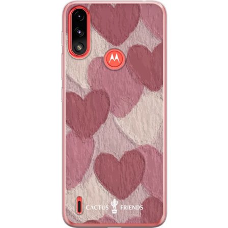 Yhteensopiva Puhelinkuori Motorola Motorola Moto E7 Power Cactus and Friends - Blush Paper Hearts