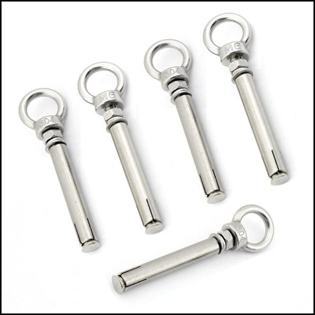 5-pak ekspanderende øyebolter med løftering i rustfritt stål (M6×80)