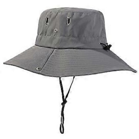 Bjergbestigningshat med bred skygge, åndbar solskærm, fiskerhat til sommer udendørsaktivitet, medium grå (medium grå)