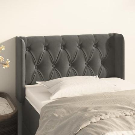 Vidaxl Huvudgavel Med Kanter Mörkgrå 83x16x78/88 Cm Sammet Grå