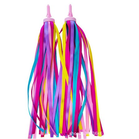 2 st regnbågsfärgade cykelstreamers för flickor och pojkar, 25 cm färgglada cykelhandtagsband med tofsar