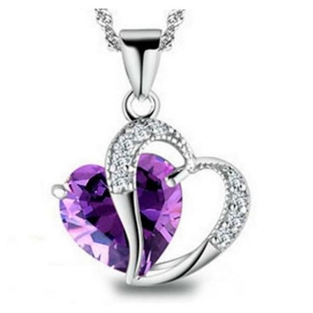 Halsband Hjärta Birthstone LILA - spot sales