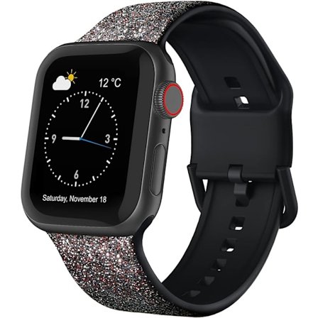 Apple Watch-rem med myk silikon sportsarmbånd, erstatningsrem for hele Iwatch-serien (Shine Red Black 38/40/41mm)