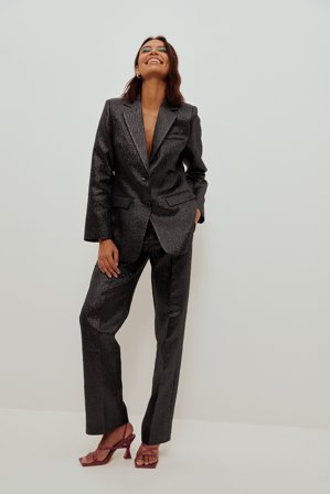 Fredrik Robertsson x NA-KD Jacquard-Hose - Silvester Kleidung - Schwarz - EU 38