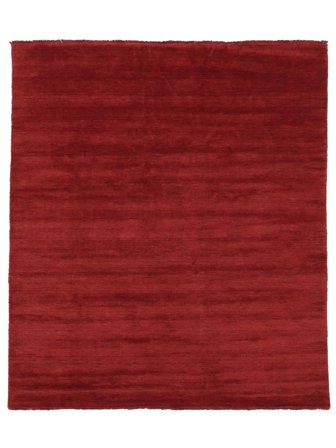 Alfombra De Lana Lisa Handloom Fringes Rojo Oscuro Cuadrada Grande