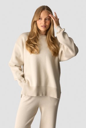 Soft Knit Oversized Crewneck Light Beige