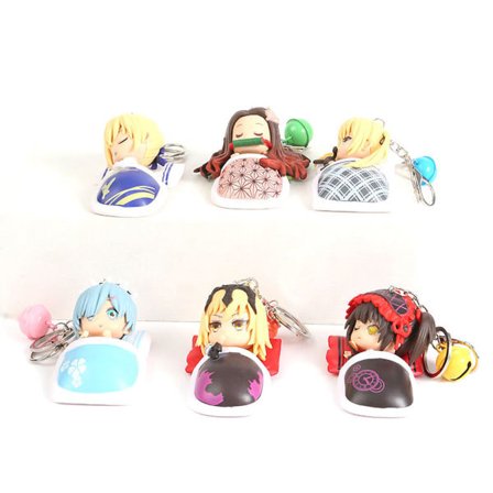 6 stk Demon Slayer Sovende Figurer Anime Nøglering Nøglering Taske Vedhæng Nøglering Julegave IC