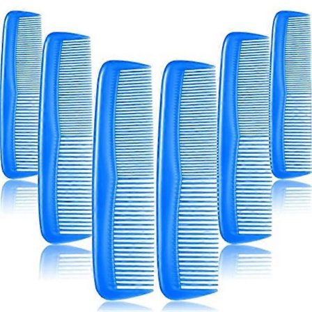 12-delt sett med fine plastkammer blå for dame- og herrelommer, fine frisørkammer